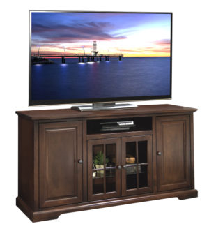 BW1564 TV console in cherry finish with TV on top
