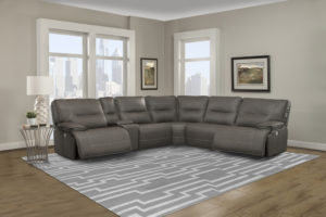 Parker House Spartacus power reclining grey sectional with power headrest