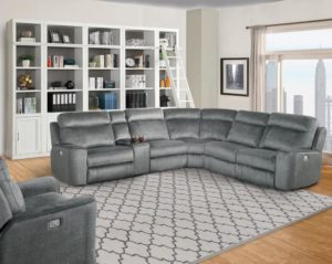 Parker House Parthenon power reclining sectional with power headrest in living room setting