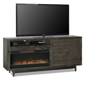 All-Wood mid-century modern 84" wide fireplace TV console